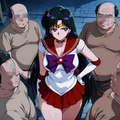 【セーラームーン・エロ漫画】セーラーマーズを無力化する「わからせ神社」！キモオヤジ達に罠にハメられ輪姦調教で堕とされる！