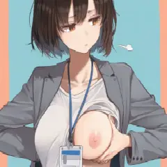 【二次エロ】仕事中におっぱい出してるOLのエロ画像