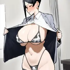 【二次エロ】美人女上司滝沢さんのエッロい牛柄ビキニでハメさせてもらうエロ画像