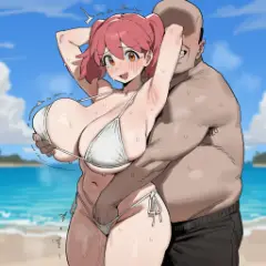 【画像】日向夏美とおっさんが海でお盛んなエロ画像