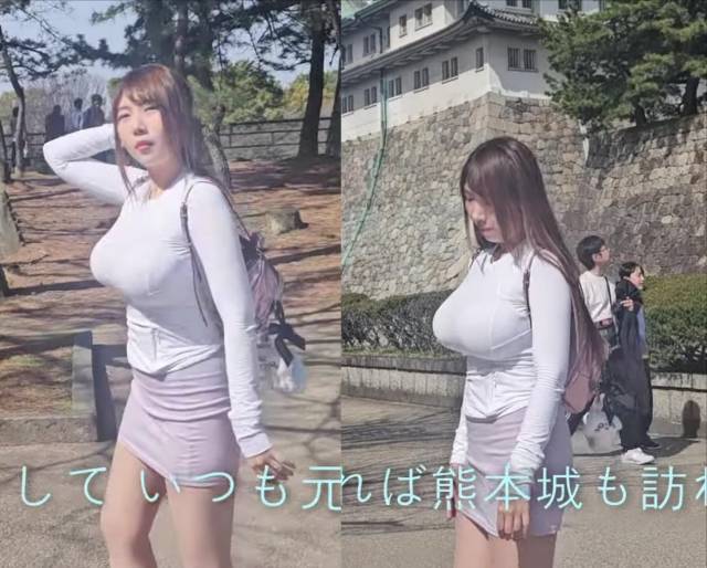 韓国美女のvelvetが名古屋城で爆乳アピール